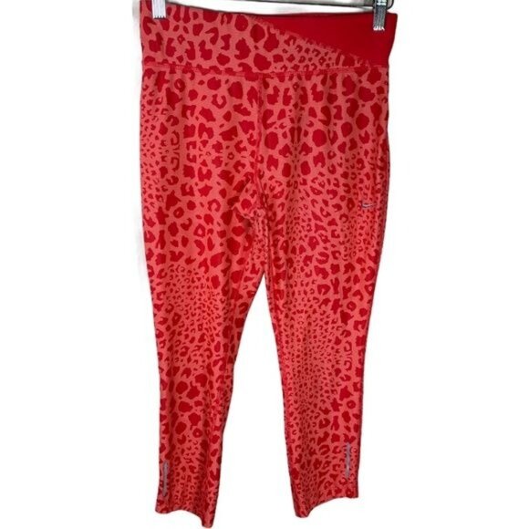 Nike Dri-Fit Leopard Print Leggings Red Size S Active Tights - Picture 1 of 14